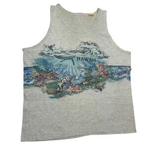 Sansegal MCMXCIV Gray Hawaiian Tank Top Gray Sea Life Coral XL 23x27